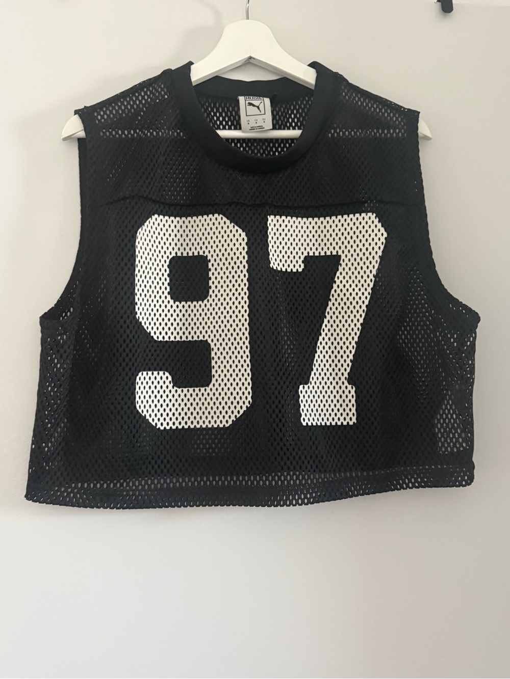 Puma Black Mesh Crewneck Jersey Top